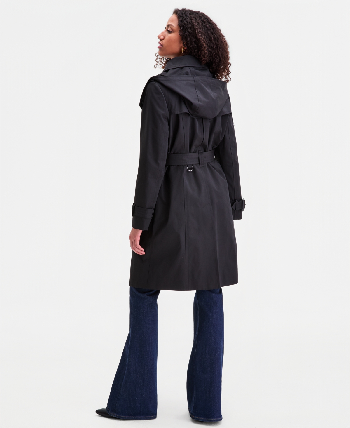London Fog Women's Single-Breasted Belted Hooded Trench Coat