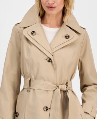 Women's Single-Breasted Hooded Belted Trench Coat