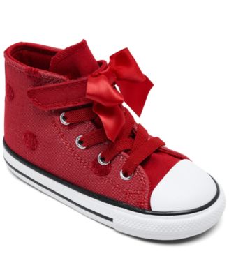 Converse - Toddler Girls' Chuck Taylor All Star Bows High Top Fastening Strap Casual Sneakers from Finish Line