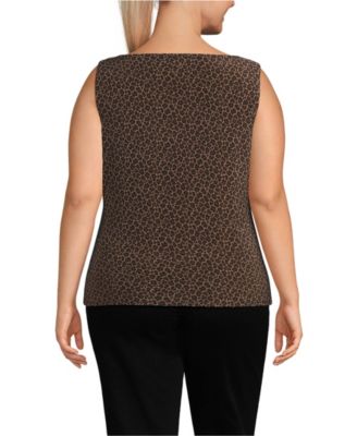 Women's Plus Size Sleeveless Silky Knit Drape Front Top