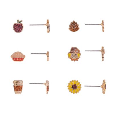 Fall Theme 6pk Stud Earring Set