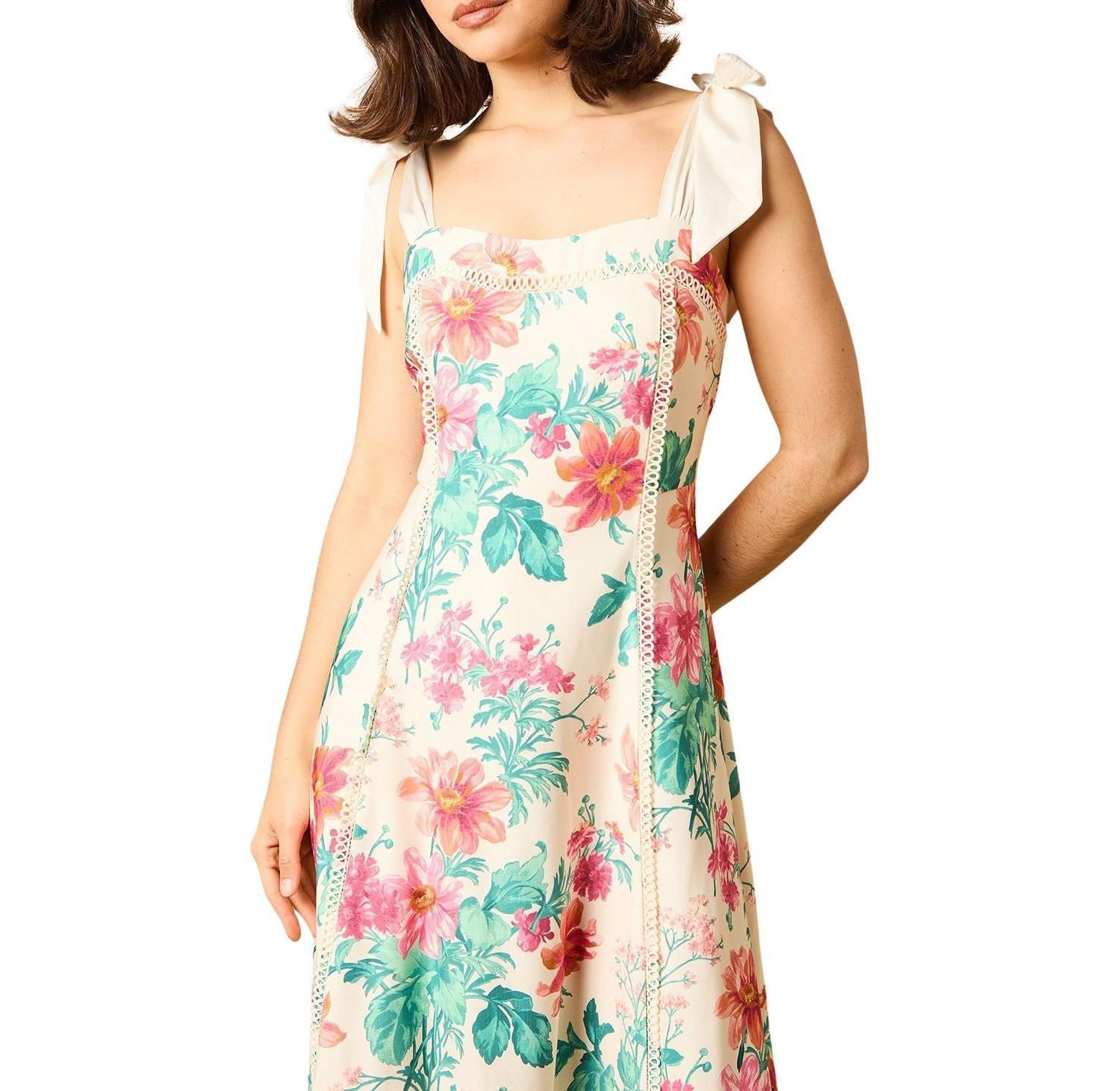 Women's Bow Strap Midi Prom Dress