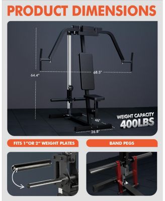 Chest & Reverse Fly Machine - 400LB Plate Loaded PEC Deck with Band Pegs for Home Gym