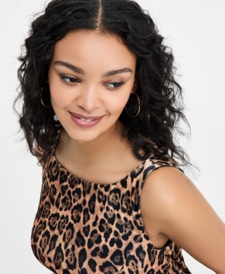 Women's Printed Velour Boat-Neck Sleeveless Dress, Macy's Exclusive