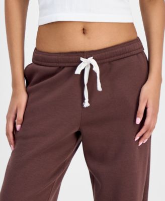 Juniors' High-Rise Fold-Over-Waist Fleece Pants 