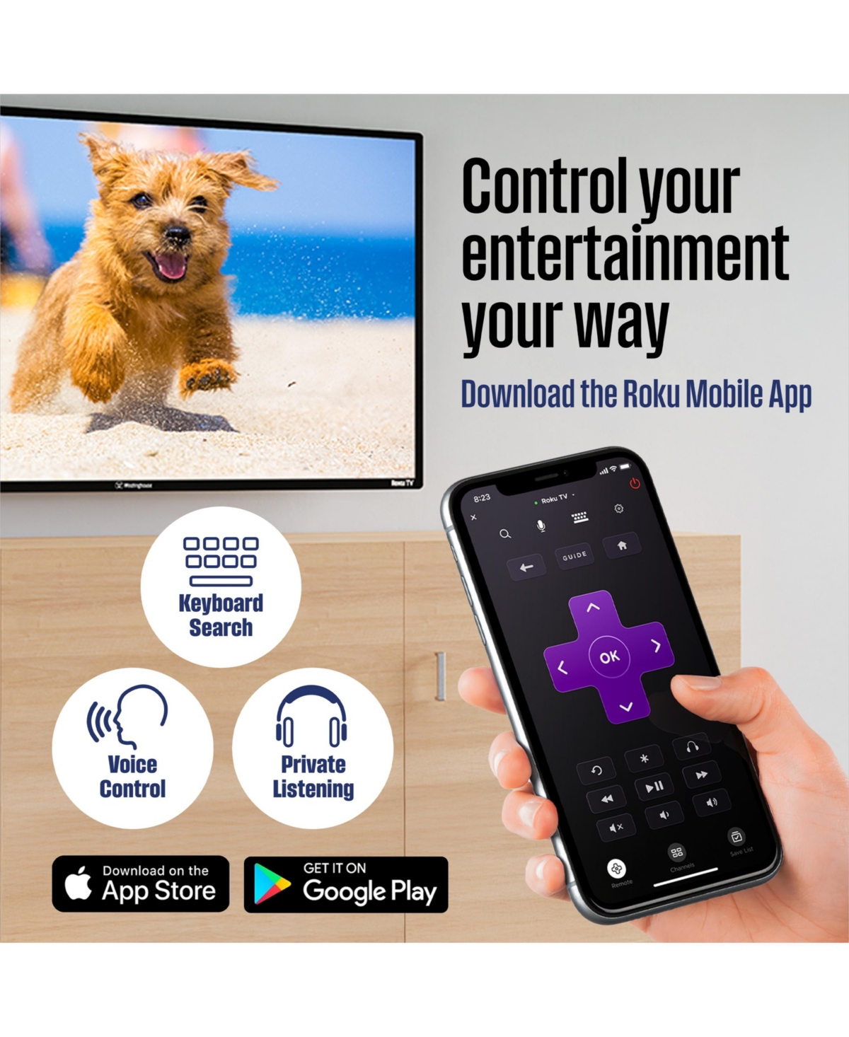 Westinghouse 43" Roku Smart Tv – 1080p Full Hd Led with Wi-Fi, Flat Screen Compatible with Apple HomeKit, Alexa, Google Assistant