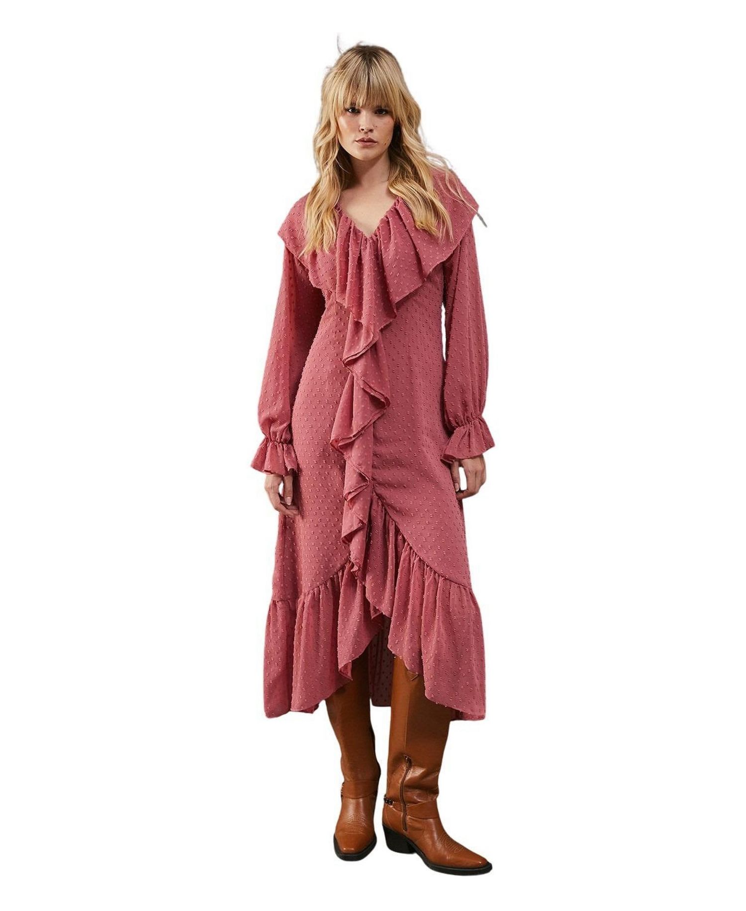 Women's Dobby Chiffon Midi Dress
