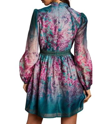 Women's Organza Mini Dress With Floral Print
