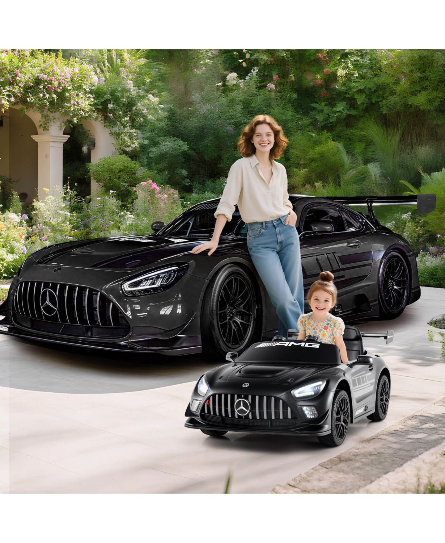Детская игрушка Costway Mercedes-AMG GT3 Metal Remote-Control Ride-On Car, 2-Seater, Ages 3+, цвет: Чёрный — фото 10