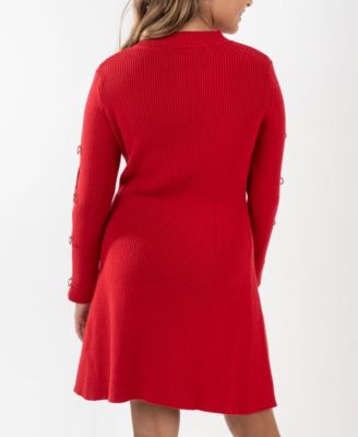 Girls' 7-16 Bow Detail Long-Sleeve Dress