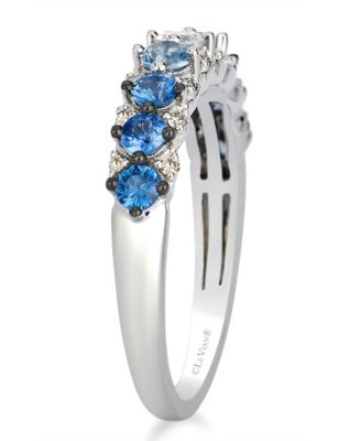 White Sapphire (0.11 ct. t.w.), Sapphire Ombre (0.67 ct. t.w.), and Nude Diamond (0.09 ct. t.w.) Ring in 14k Vanilla Gold