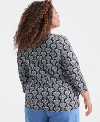 Plus Size Cotton Boat-Neck Top, Macy's Exclusive