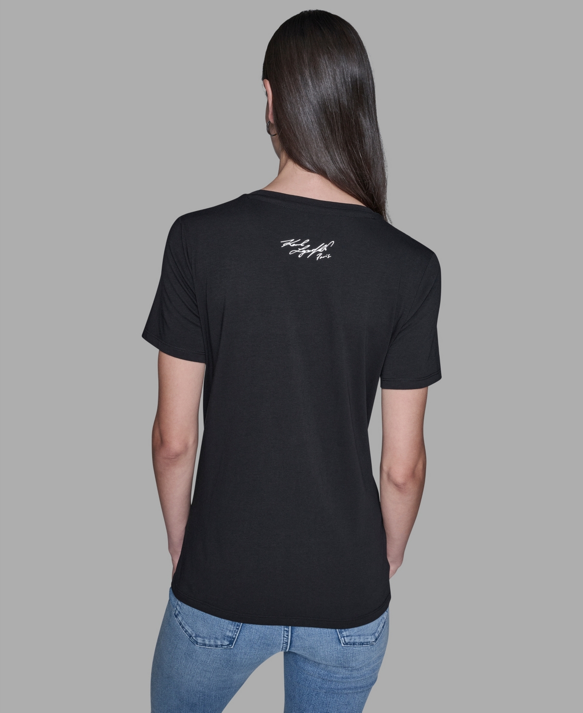 Karl Lagerfeld Paris Women's Eiffel Tower Printed Short-Sleeve T-Shirt