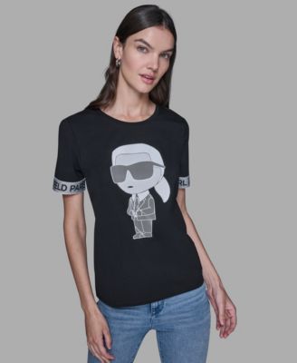KARL LAGERFELD PARIS - Women's Logo Detail Short-Sleeve T-Shirt