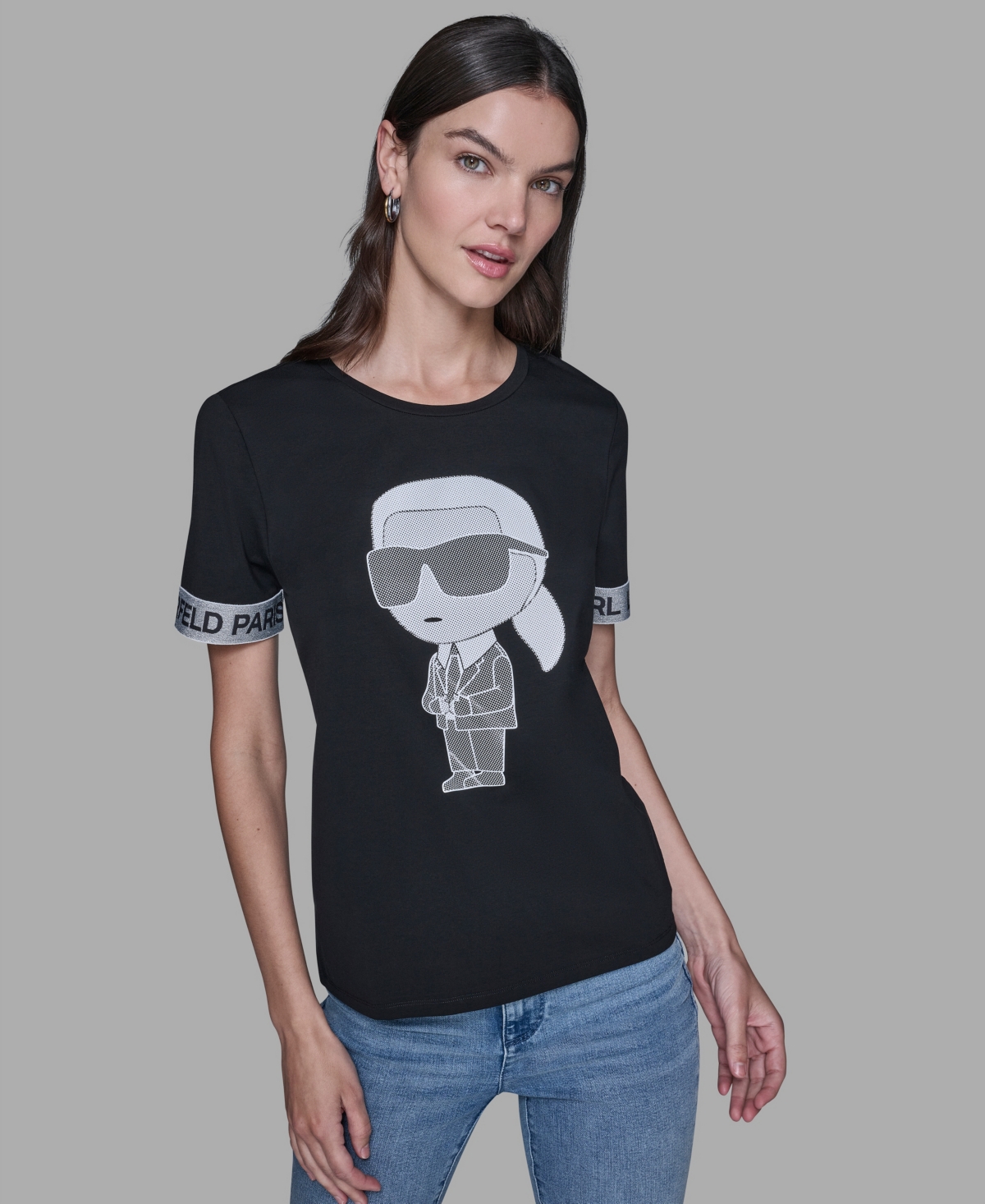 Karl Lagerfeld Women's Logo Detail Short-sleeve T-shirt In Black