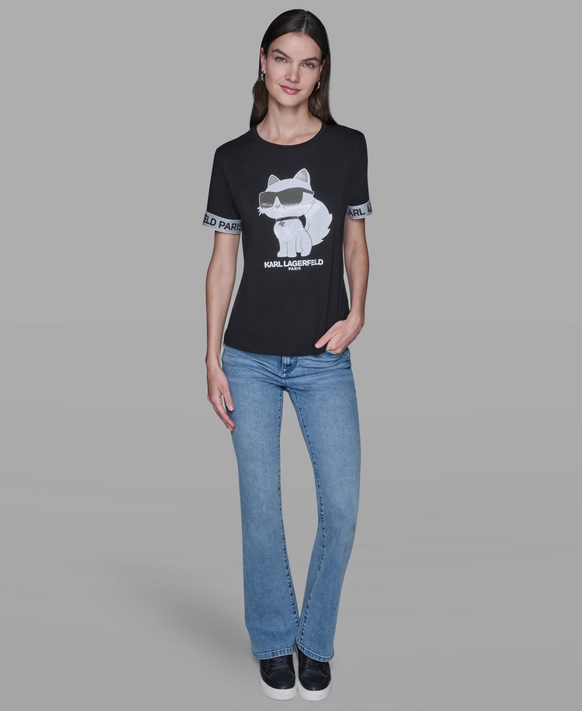 Karl Lagerfeld Women's Choupette Printed Short-sleeve T-shirt In Black