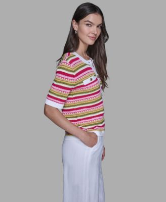 Women's Stripe Knitted Crewneck Top