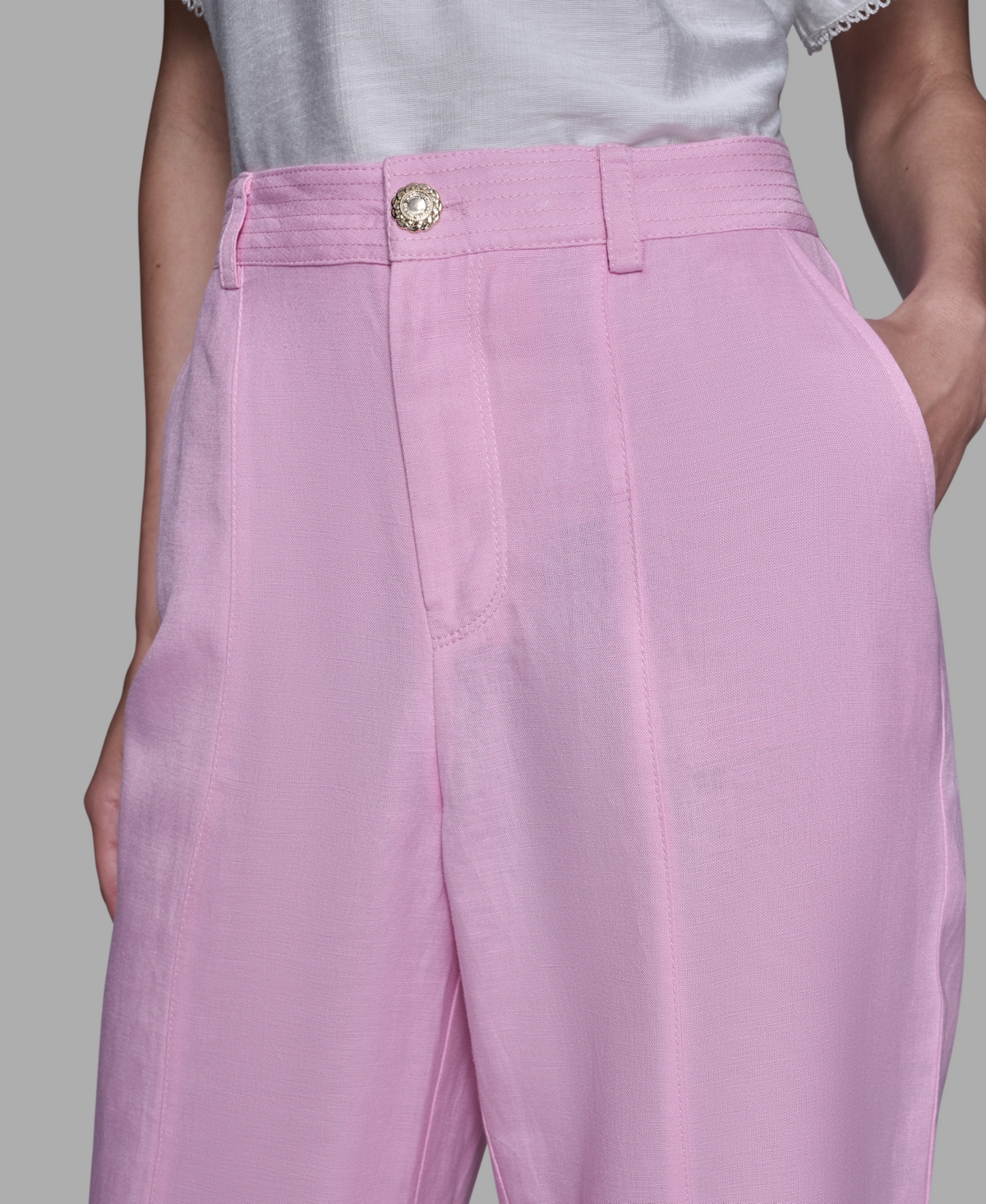 Karl Lagerfeld Women's Straight Pocket Detail Pants In Pink