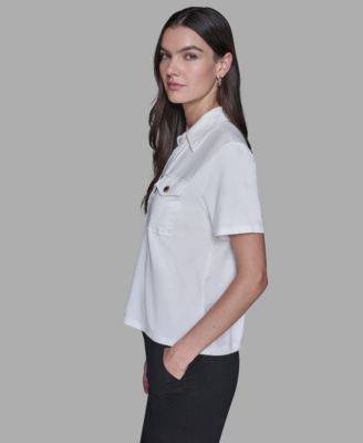 Women's Short-Sleeve Collared Polo Top