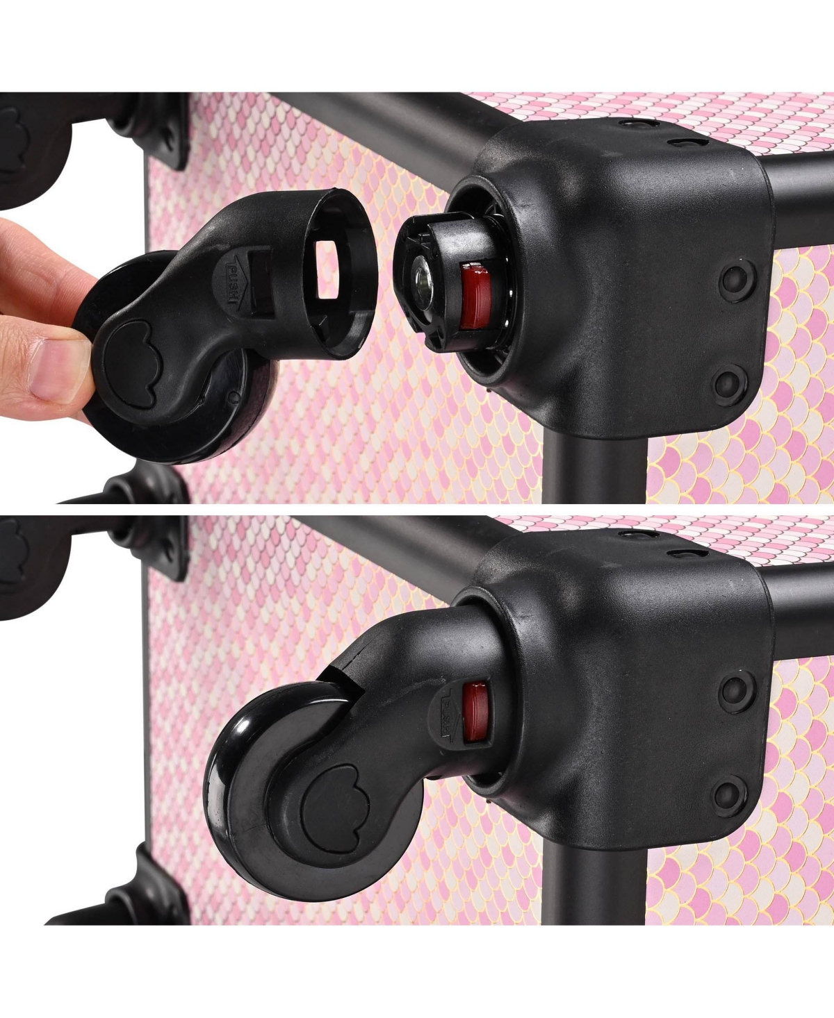 Byootique Rolling Makeup Case on Wheels Travel Suitcase Salon Art Deco Bloom