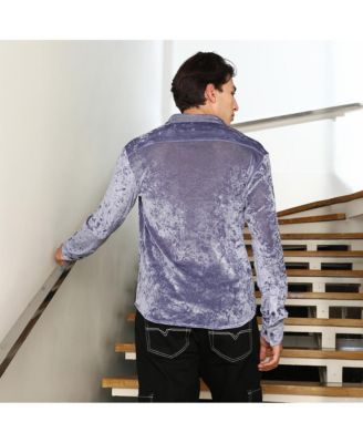 Men's Cornflower Blue Solid Velvet Shirt