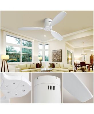 52-inch Modern 3-Blade Flush Mount with Remote Control and Timing Function Ceiling Fan