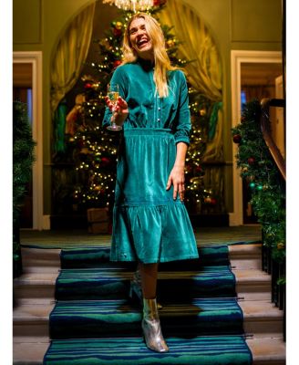 Women's Starry 3/4 Sleeve High Neck Midi Dress