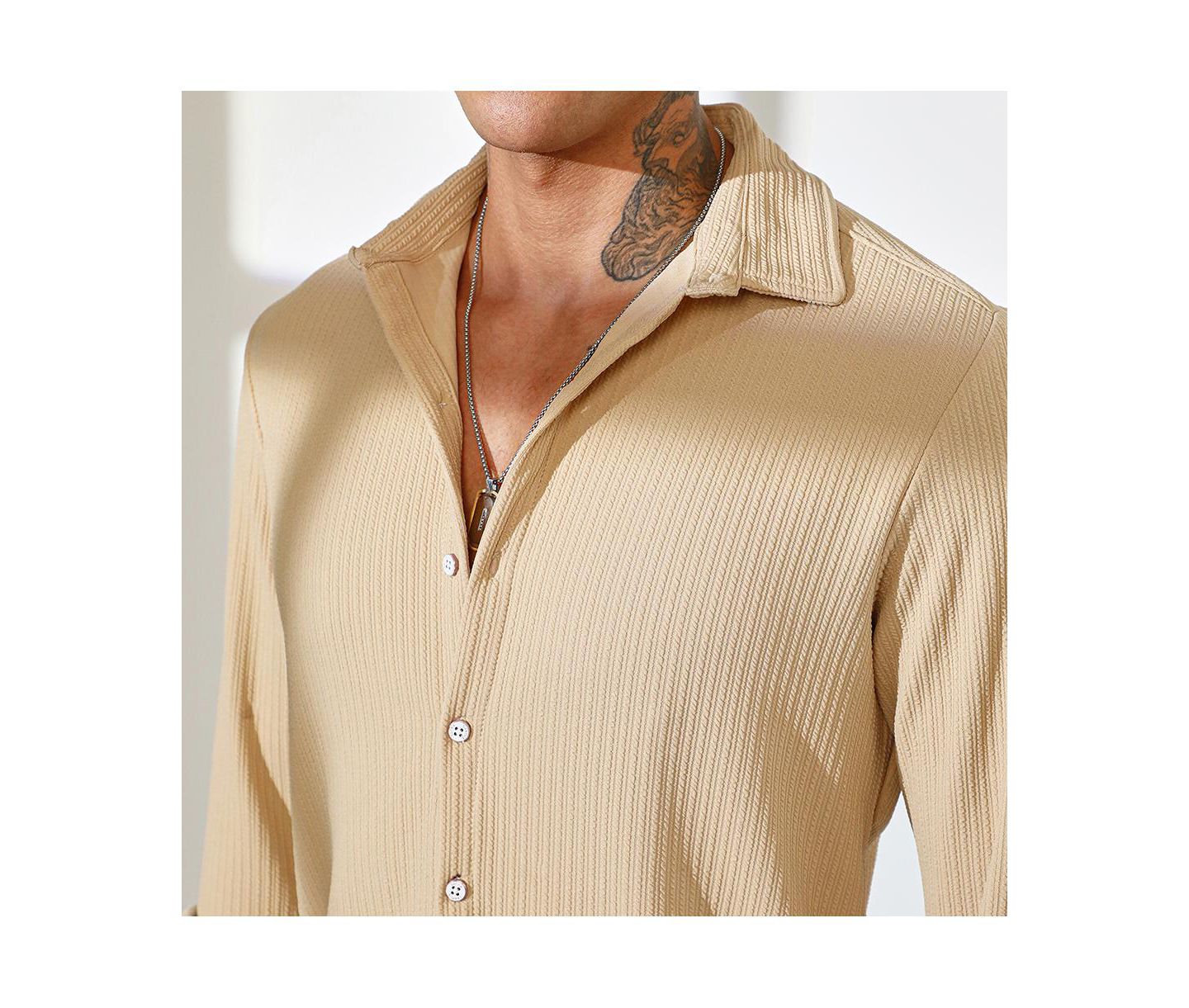 Мужская рубашка Cahoot Campus Sutra Butter Yellow Stripe-Creased, цвет: Жёлтый — фото 6