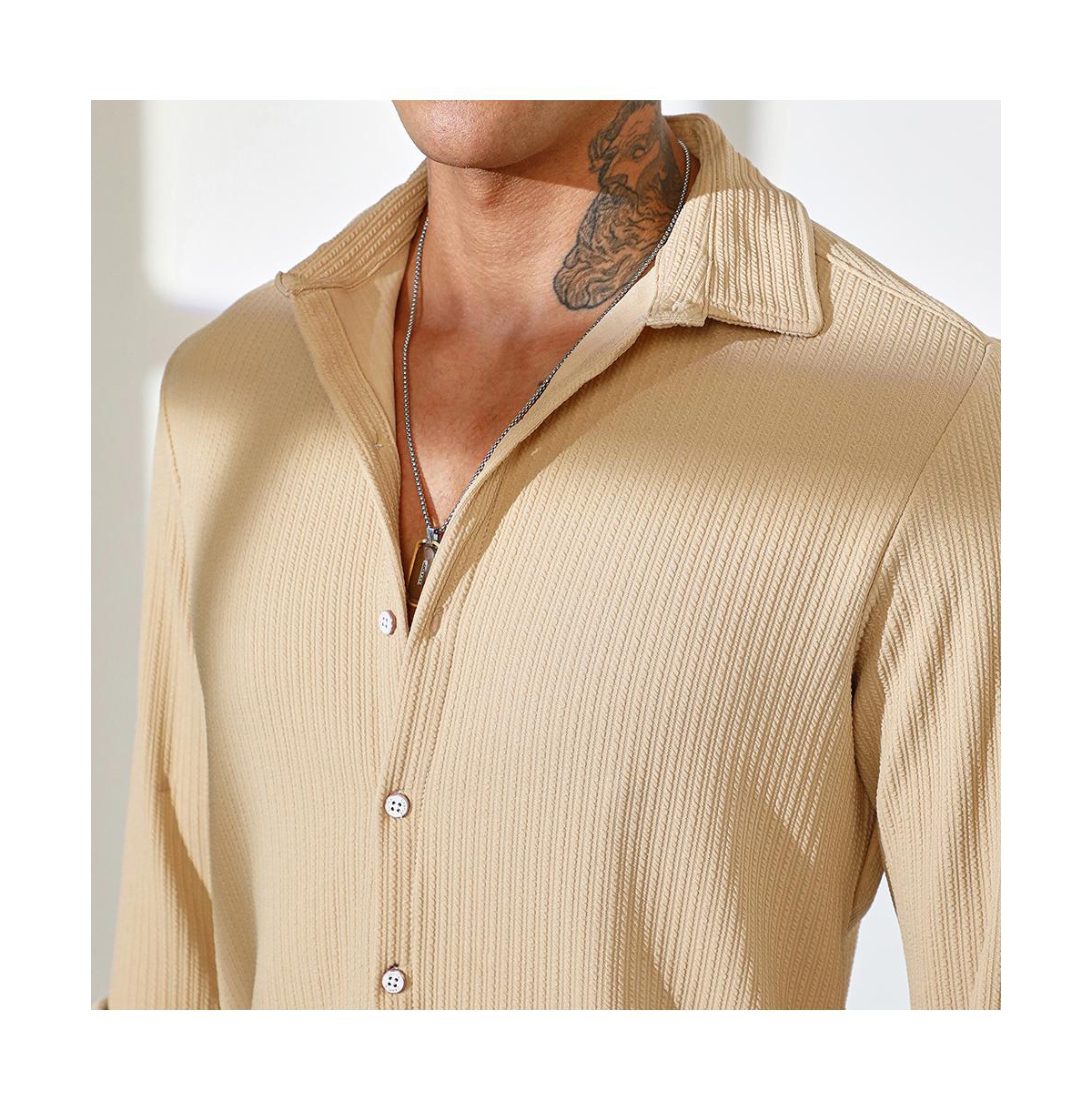 Campus Sutra Men's Butter Yellow Stripe-Creased Shirt