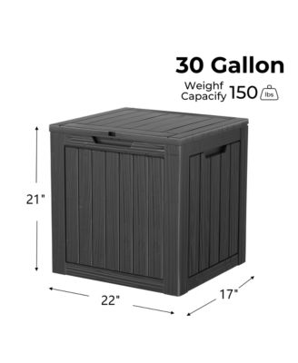 30 gal Patio Waterproof Resin Deck Box Lockable Outdoor Storage Garden Tools
