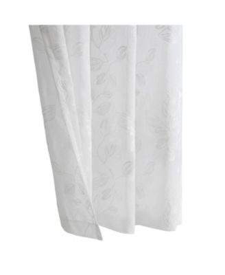 100% Polyester Selina Sheer Grommet Leaf Embroidered Curtain Panel 52" x 84" White