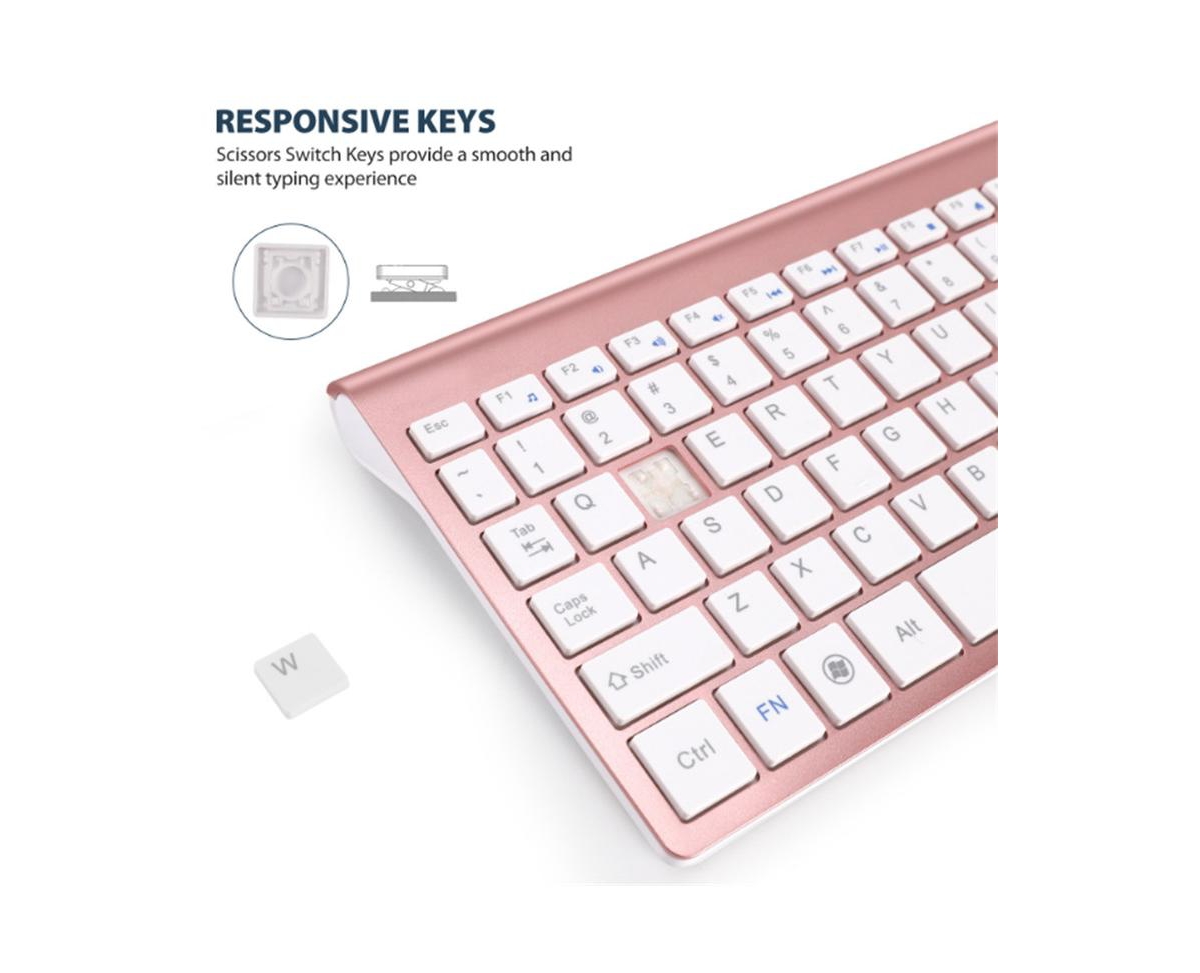 Riso Ultra-Thin Silent Ergonomic Wireless Keyboard and Mouse Combo with Numeric Keys and 2.4G Receiver for Pc and Laptop