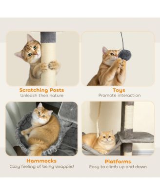 Multi-Level Cat Tree with 2 Condos, 80" Tall Cat Tower for Indoor