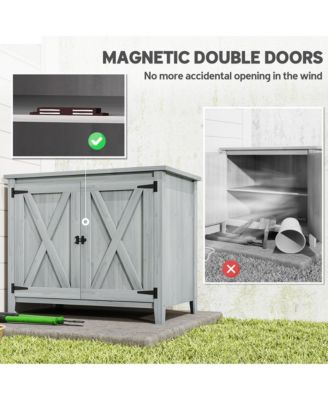 Wood Outdoor Storage Cabinet Potting Shed with Shelf,