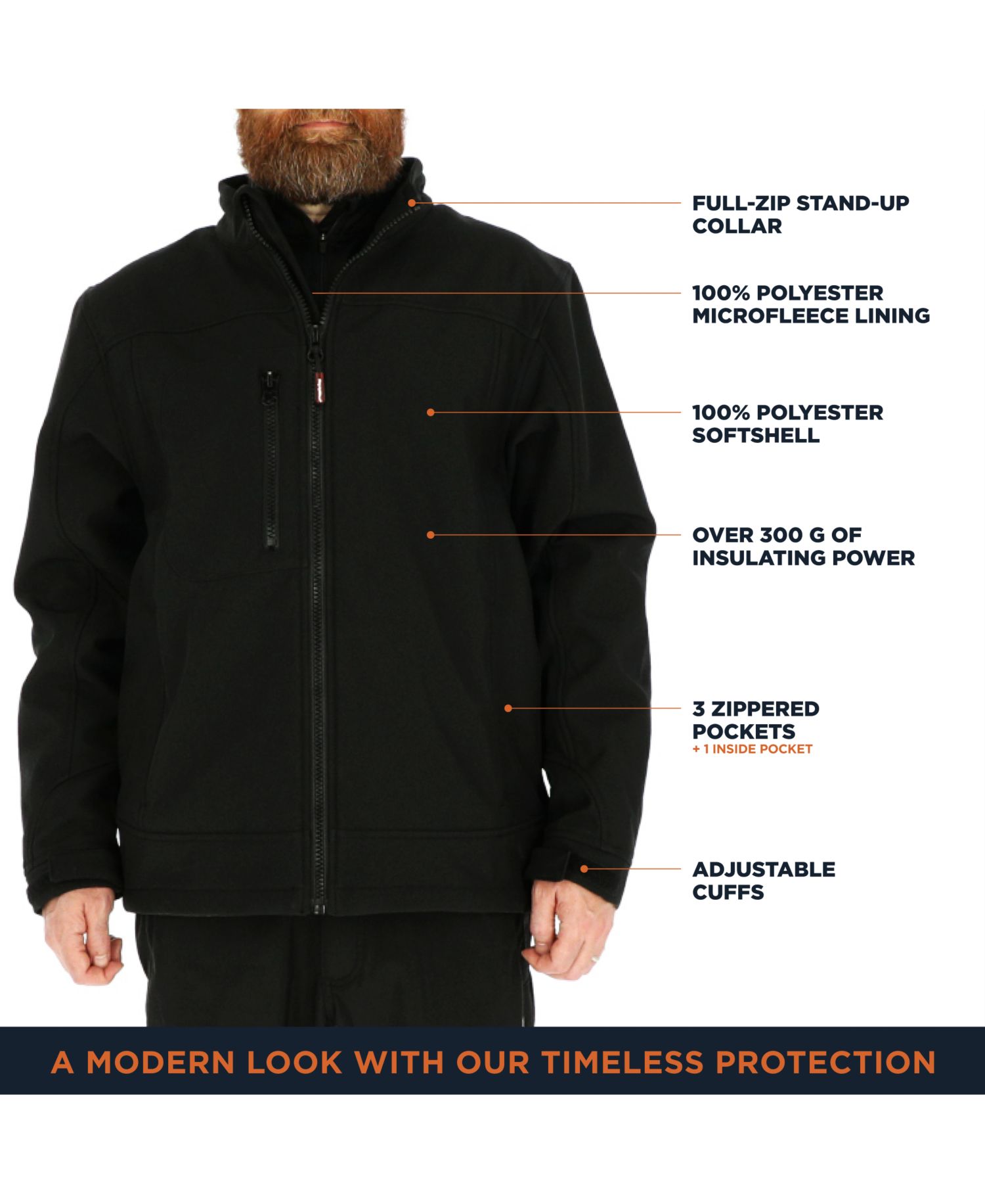 Big & Tall Warm Insulated Softshell Jacket with Soft Micro-Fleece Lining
