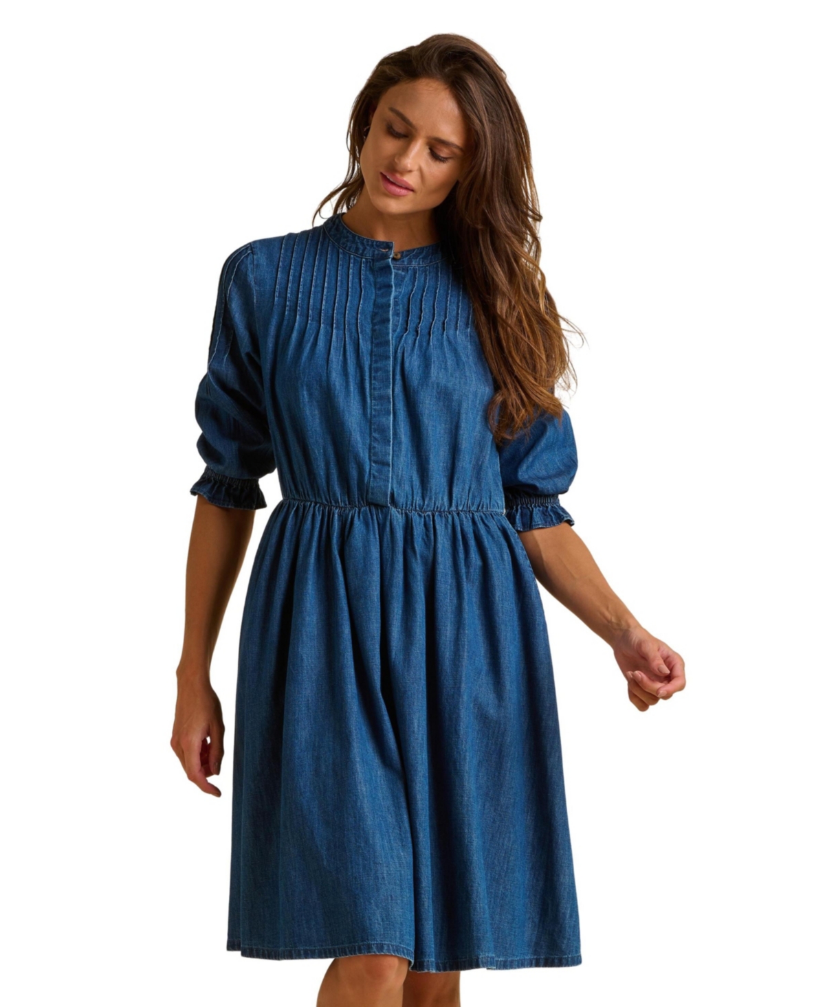Brakeburn Women's Icylyn 3/4 Sleeve Round Neck Midi Dress