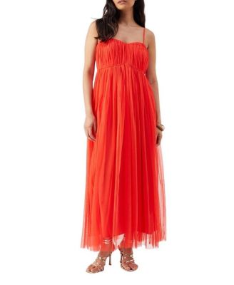Women's Tulle Strappy Bandeau Maxi Dress