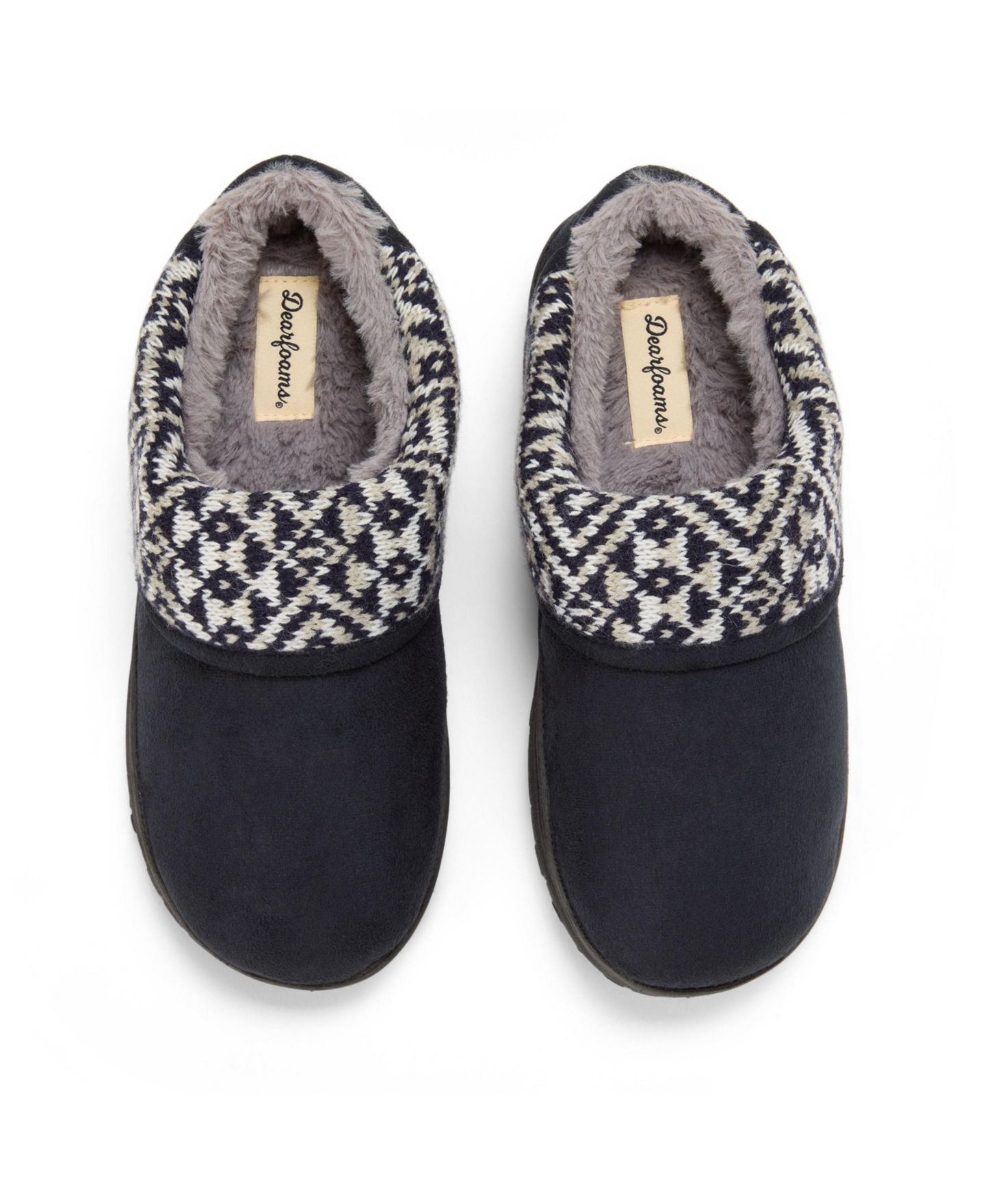 Женские сабо Dearfoams Elsie Foldover Cuff Microsuede Clog Slipper, цвет: Чёрный — фото 4