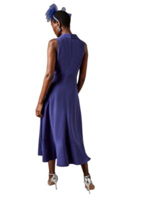Women's Shawl Collar Ruffle Hem Midi Dress