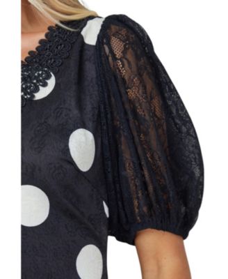 Women's Frill Detail Puff Sleeve Midi Dress