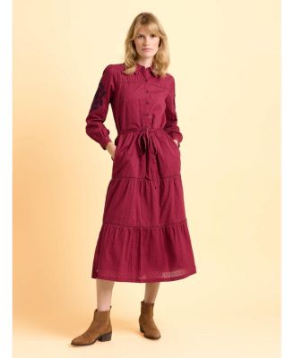 Women's Embers Long Sleeve Tie Waist Midi Dress