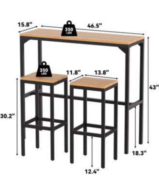 3 Pieces Outdoor Bar Set of 2 for Balcony