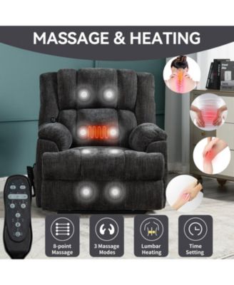 Dual Motor Heat Massage Infinite Position Up to 350 LBS Electric Power Lift Recliners with Power-Remote, Medium-firm and Heavy Duty, Red