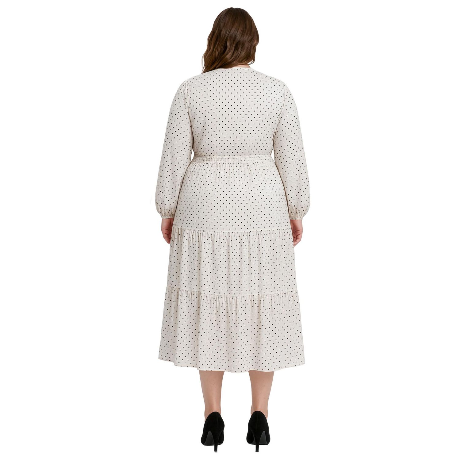 Plus Size Printed And Embroidered Long Sleeve Maxi Dress