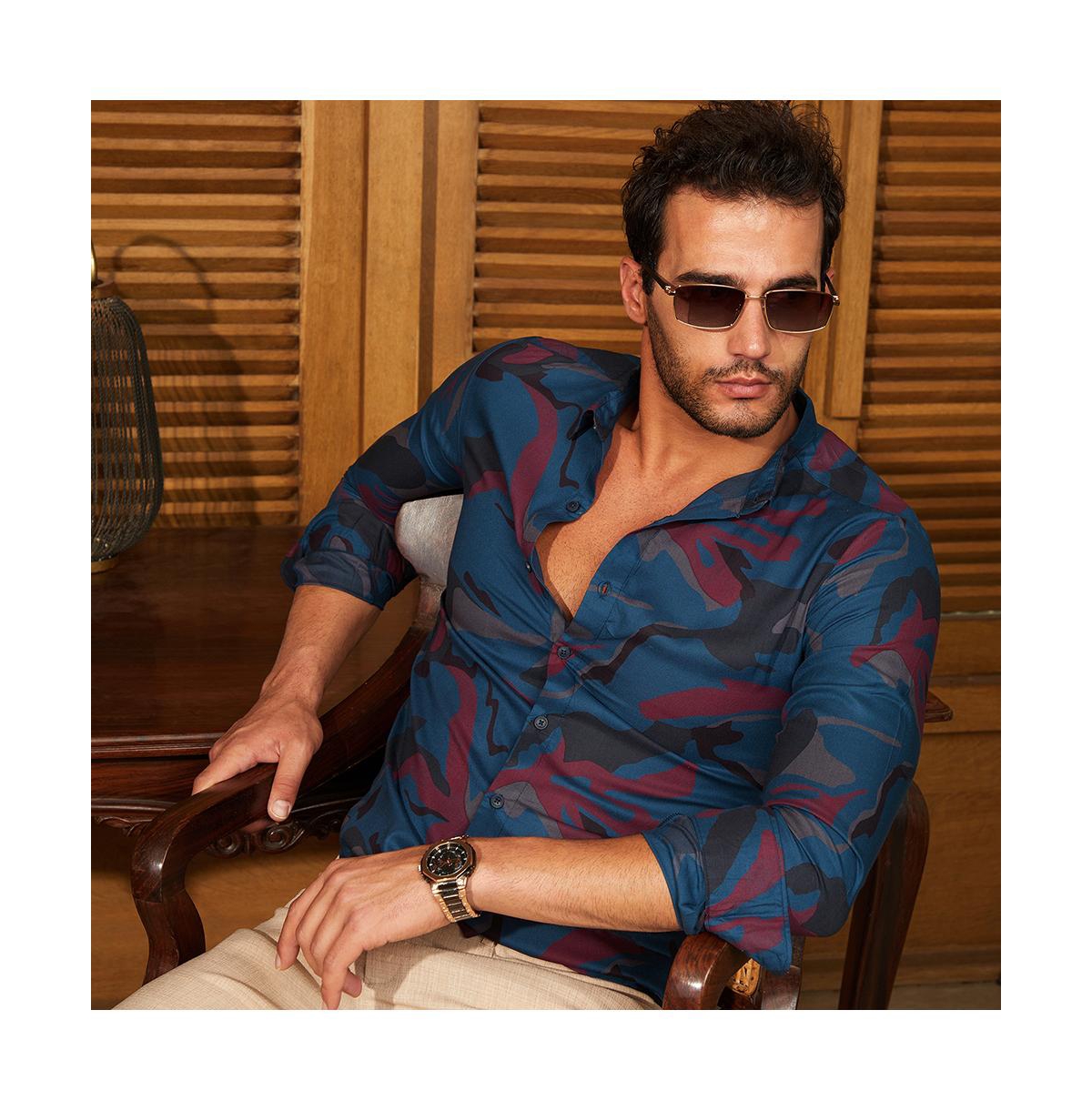 Campus Sutra Men's Midnight Blue Impressia Regular Shirt