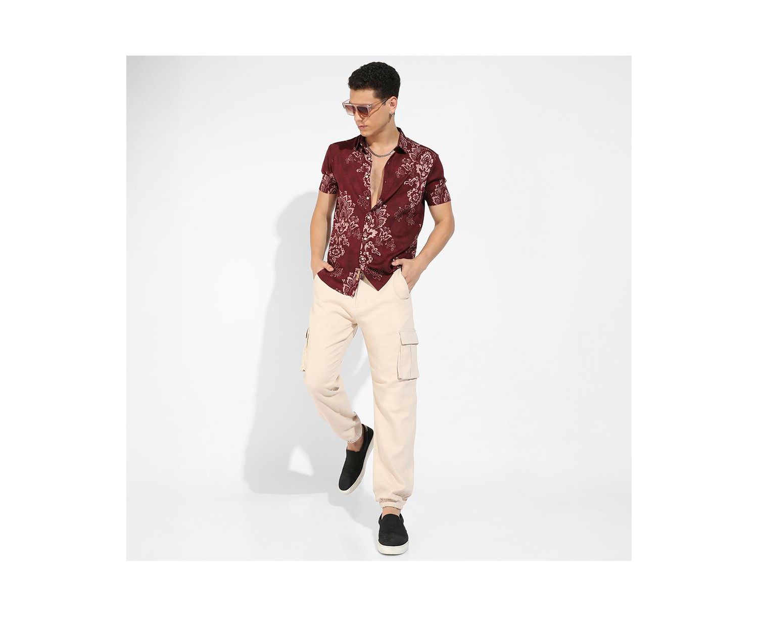 Men's Brown Ethnic Motif Shirt