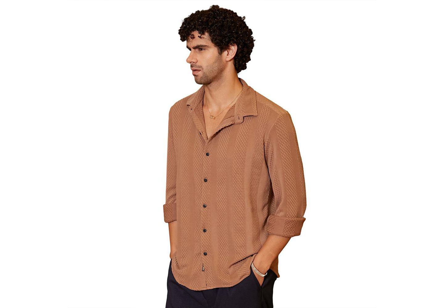 Мужская рубашка Cahoot Campus Sutra Tan Brown Scale-Tactile, цвет: Коричневый — фото 1