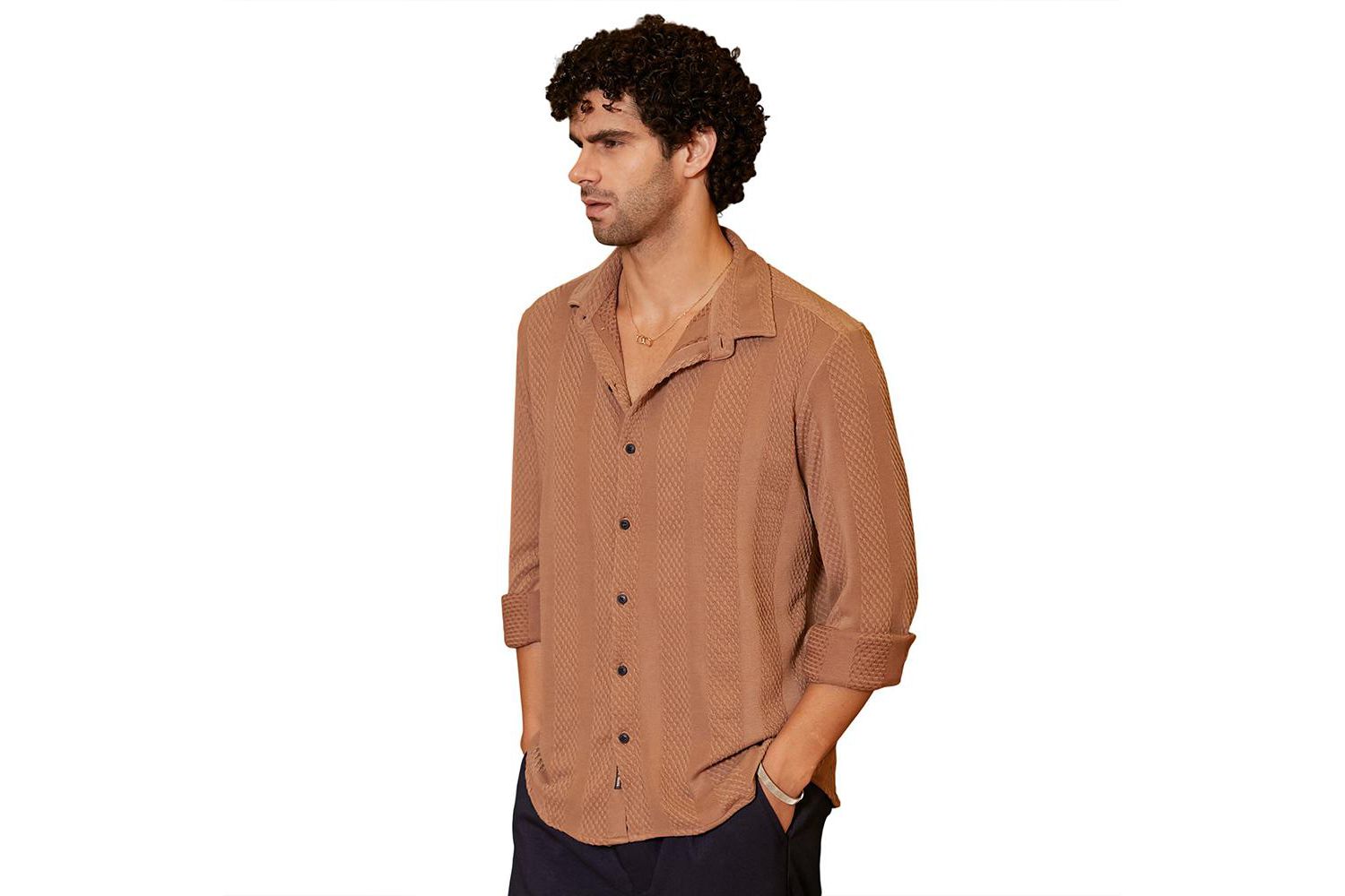 Men's Tan Brown Scale-Tactile Shirt