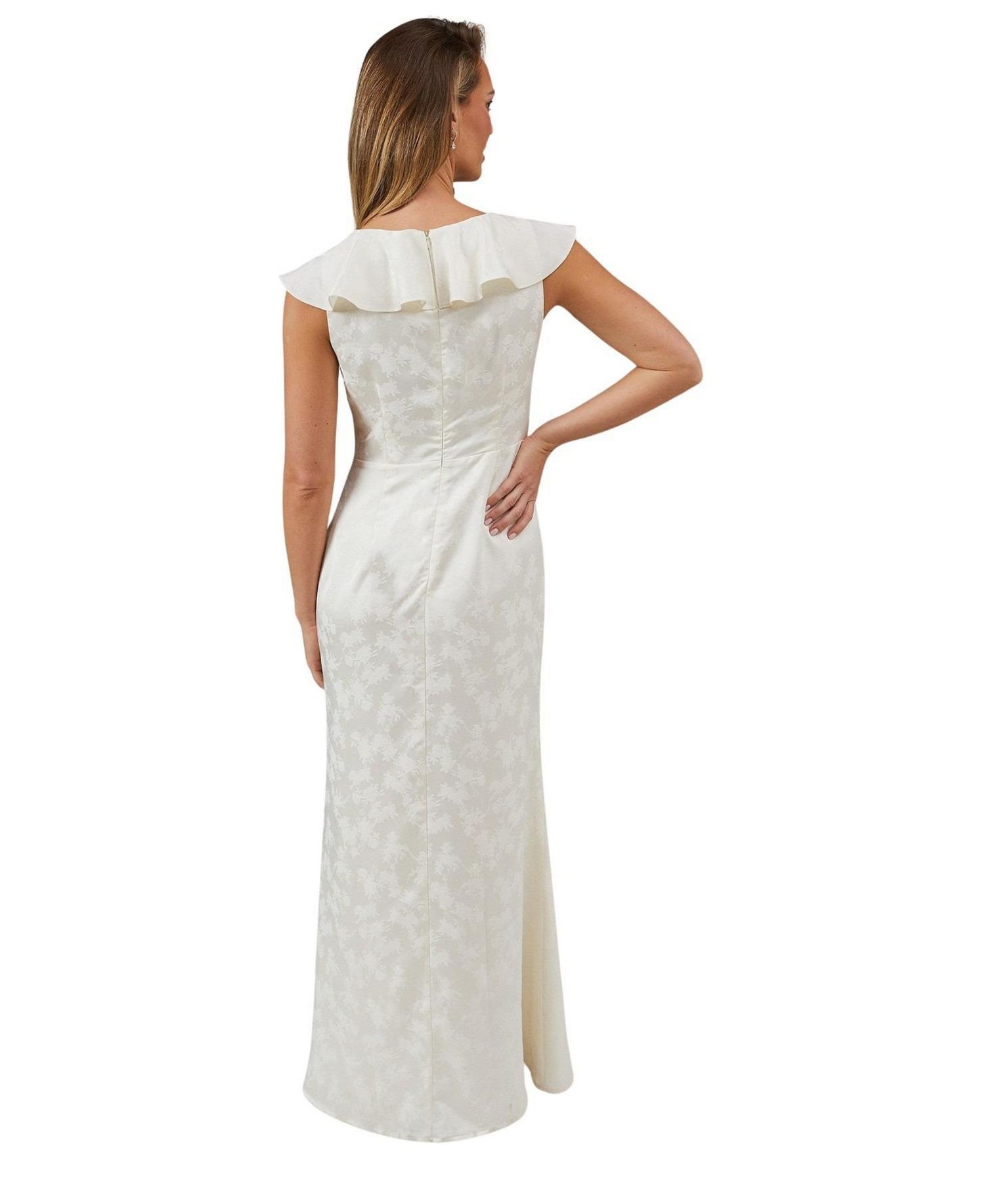 Women's Satin Jacquard V-Neck Bridesmaid Dress