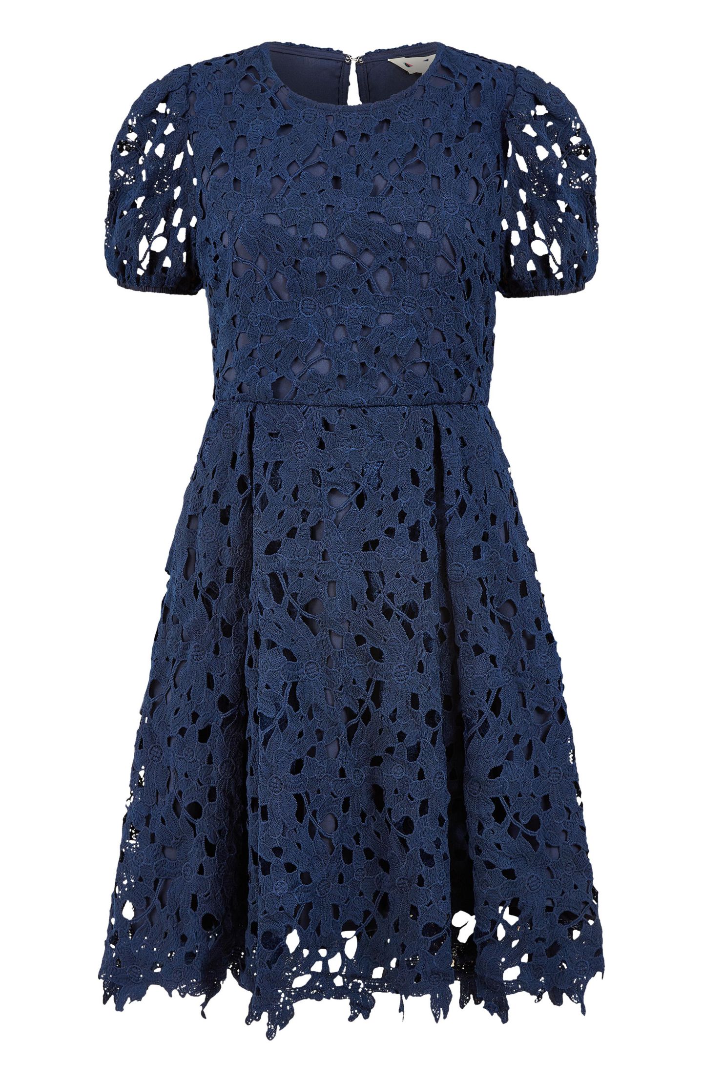 Женское платье Yumi Lace Puff Sleeve Skater, цвет: Тёмно-синий — фото 6